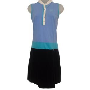 Cute Blue & White DS Daily Sports Sleeveless Polo Tennis Dress Size XS